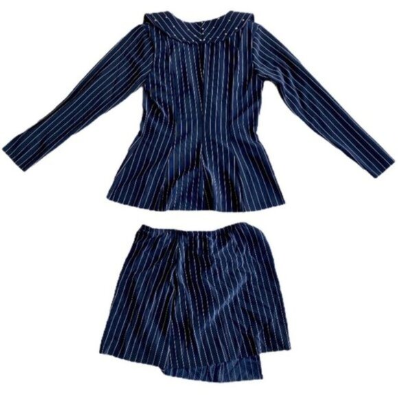 Dance blazer & skirt navy pinstripe w/ rhinestone - Picture 6 of 8
